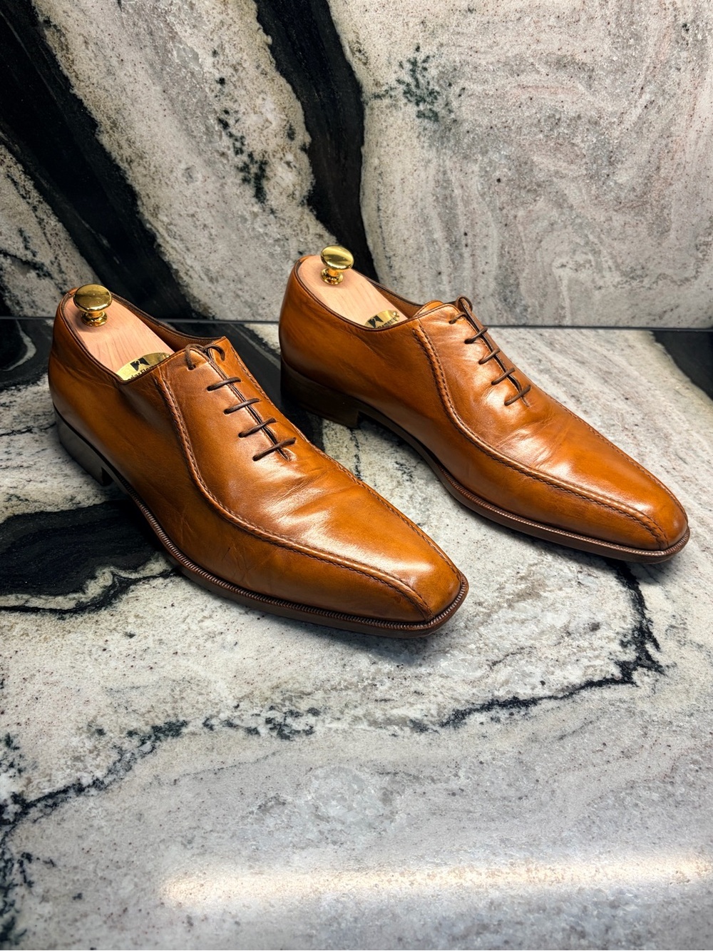 A.Testoni Black Label Bologna Brown Calf Leather Oxfords UK 10 US 11 Italy
